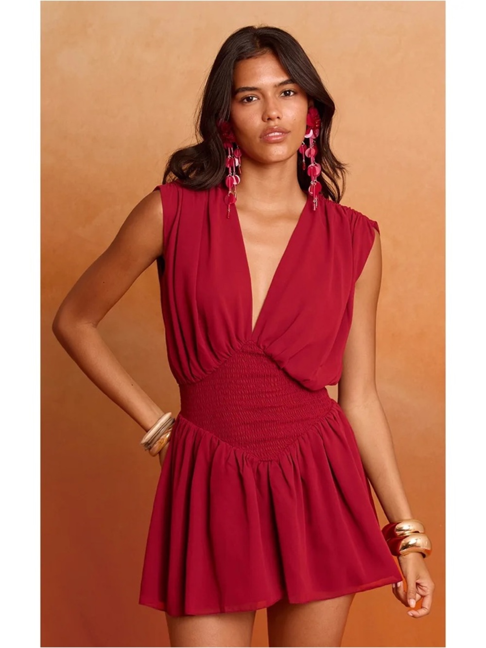 PrettyLittleThing Chiffon Shirred Mini Dress - NWT - Size 6
